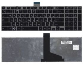 Клавиатура для ноутбука Toshiba Satellite L850, L875, P850 черная, рамка серебряная Клавиатура для ноутбука Toshiba Satellite L850, L875, P850 черная, рамка серебряная