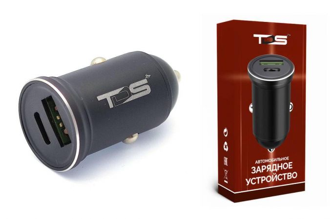 Автомобильное зарядное устройство АЗУ USB TDS TS-CAU41 (PD20W+QC3.0, 3600mA) (серый) Автомобильное зарядное устройство АЗУ USB TDS TS-CAU41 (PD20W+QC3.0, 3600mA) (серый)