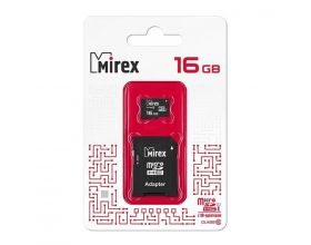 Карта памяти microSDHC MIREX 16 GB UHS-I U1 (class 10) с адаптером (13613-ADSUHS16) Карта памяти microSDHC MIREX 16 GB UHS-I U1 (class 10) с адаптером (13613-ADSUHS16)