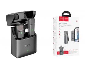 Микрофон беспроводной петличка HOCO S31 Stream wireless microphone + receiver Type-C серый Микрофон беспроводной петличка HOCO S31 Stream wireless microphone + receiver Type-C серый
