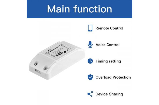 Умное реле (Орбита OT-HOS09 1 канал,10А, Wi-Fi) Умное реле (Орбита OT-HOS09 1 канал,10А, Wi-Fi)