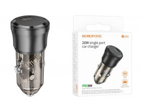 Автомобильное зарядное устройство АЗУ USB-C BOROFONE BZ24 Clever PD20W  (прозрачный черный) Автомобильное зарядное устройство АЗУ USB-C BOROFONE BZ24 Clever PD20W  (прозрачный черный)