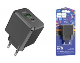 Сетевое зарядное устройство USB + USB-C HOCO CS14A PD20W+ QC3.0 (черный) Сетевое зарядное устройство USB + USB-C HOCO CS14A PD20W+ QC3.0 (черный)