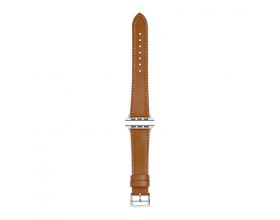 Ремешок для Apple Watch 38/40/41 mm кожаный (коричневый с белой строчкой)