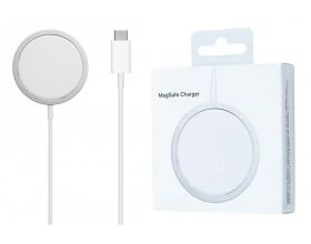 Беспроводное магнитное зарядное устройство Apple MagSafe с оплеткой (белый) (or.)