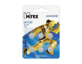 Батарейка часовая Mirex AG10 / LR1130 1,5V цена за блистер 6 шт (23702-LR1130-E6) Батарейка часовая Mirex AG10 / LR1130 1,5V цена за блистер 6 шт (23702-LR1130-E6)