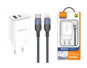 Сетевое зарядное устройство USB + кабель Lightning SENDEM OG34 (бело-черный) Сетевое зарядное устройство USB + кабель Lightning SENDEM OG34 (бело-черный)