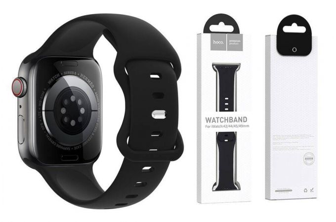 Ремешок для Apple Watch HOCO WA15 Flexible series 8-character buckle solid color silicone strap (42-49 мм, black) Ремешок для Apple Watch HOCO WA15 Flexible series 8-character buckle solid color silicone strap (42-49 мм, black)