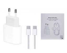 Сетевое зарядное устройство USB-C + кабель Type-C iPhone 16PROMAX 35W (белый) (л) Сетевое зарядное устройство USB-C + кабель Type-C iPhone 16PROMAX 35W (белый) (л)