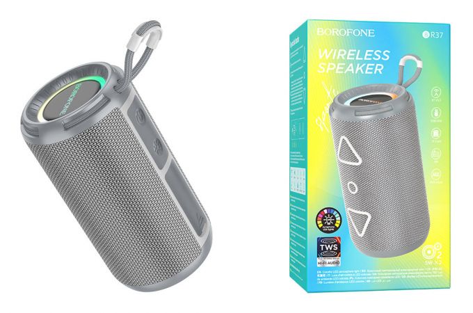 Портативная беспроводная колонка BOROFONE BR37 Noble sports (темно-серый) Портативная беспроводная колонка BOROFONE BR37 Noble sports (темно-серый)