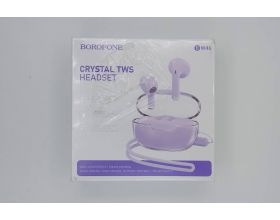 Наушники вакуумные беспроводные BOROFONE BW46 Ice flake  true wireless BT headset Bluetooth (фиолетовый) (УЦЕНКА! МЯТАЯ УПАКОВКА)
