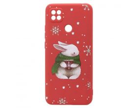 Чехол для Xiaomi Redmi 9A (малиновый) новогодний зайка Чехол для Xiaomi Redmi 9A (малиновый) новогодний зайка