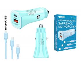 Автомобильное зарядное устройство АЗУ USB + кабель MicroUSB TDS TS-CAU54 (PD12W,2400mA) (синий) Автомобильное зарядное устройство АЗУ USB + кабель MicroUSB TDS TS-CAU54 (PD12W,2400mA) (синий)