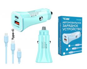 Автомобильное зарядное устройство АЗУ USB + кабель Type-C TDS TS-CAU54 (PD12W,2400mA) (синий) Автомобильное зарядное устройство АЗУ USB + кабель Type-C TDS TS-CAU54 (PD12W,2400mA) (синий)