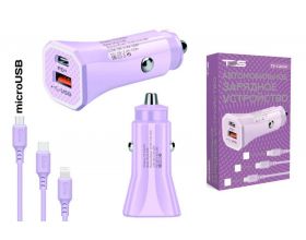 Автомобильное зарядное устройство АЗУ USB + кабель MicroUSB TDS TS-CAU54 (PD12W,2400mA) (фиолетовый) Автомобильное зарядное устройство АЗУ USB + кабель MicroUSB TDS TS-CAU54 (PD12W,2400mA) (фиолетовый)