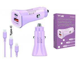 Автомобильное зарядное устройство АЗУ USB + кабель Type-C TDS TS-CAU54 (PD12W,2400mA) (фиолетовый) Автомобильное зарядное устройство АЗУ USB + кабель Type-C TDS TS-CAU54 (PD12W,2400mA) (фиолетовый)