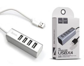 Разветвитель USB HUB 2.0 HOCO HB1 на 4 порта (серебро) Разветвитель USB HUB 2.0 HOCO HB1 на 4 порта (серебро)