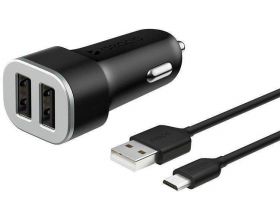 Автомобильное зарядное устройство АЗУ USB + кабель MicroUSB Deppa (11283) 2.4А (черный) Автомобильное зарядное устройство АЗУ USB + кабель MicroUSB Deppa (11283) 2.4А (черный)