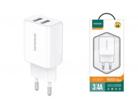 Сетевое зарядное устройство USB SENDEM OG32 5В, 3400mA (белый) Сетевое зарядное устройство USB SENDEM OG32 5В, 3400mA (белый)