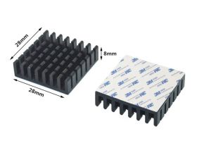 Аллюминиевый радиатор 28х28х8 мм с термоскотчем 3M 9448A Аллюминиевый радиатор 28х28х8 мм с термоскотчем 3M 9448A