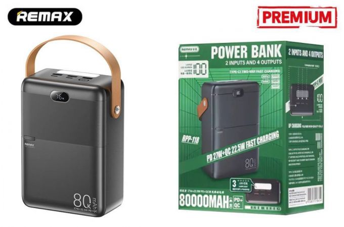 Универсальный дополнительный аккумулятор REMAX RPP-118 80 000 mAh (серый) Универсальный дополнительный аккумулятор REMAX RPP-118 80 000 mAh (серый)