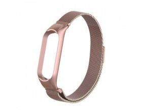 Браслет металлический для XIAOMI MI Band 5 (Миланское плетение)  цвет глянцево розовый Браслет металлический для XIAOMI MI Band 5 (Миланское плетение)  цвет глянцево розовый