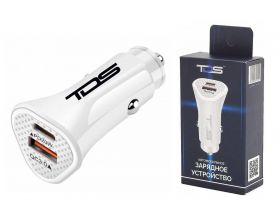 Автомобильное зарядное устройство АЗУ USB TDS TS-CAU40  (PD20W+QC3.0, 3000mA)  (белый) Автомобильное зарядное устройство АЗУ USB TDS TS-CAU40  (PD20W+QC3.0, 3000mA)  (белый)