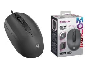 Мышь проводная Defender Alpha-507 черный 1000 dpi / бесшумная / кабель 1,8м