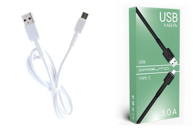 Кабель USB - USB Type-C Орбита OT-SMT27 3A (белый) 1м Кабель USB - USB Type-C Орбита OT-SMT27 3A (белый) 1м