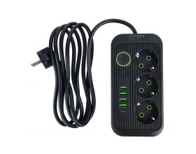 Сетевой фильтр Amper 4,0м, 3 розетки, 3*0,75мм, 10А, 2500 Вт, 4usb, 1Type-C, черный. JH-1074U-4B Сетевой фильтр Amper 4,0м, 3 розетки, 3*0,75мм, 10А, 2500 Вт, 4usb, 1Type-C, черный. JH-1074U-4B