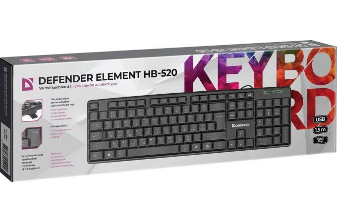 Клавиатура проводная Defender Element HB-520 USB  (черный) Клавиатура проводная Defender Element HB-520 USB  (черный)