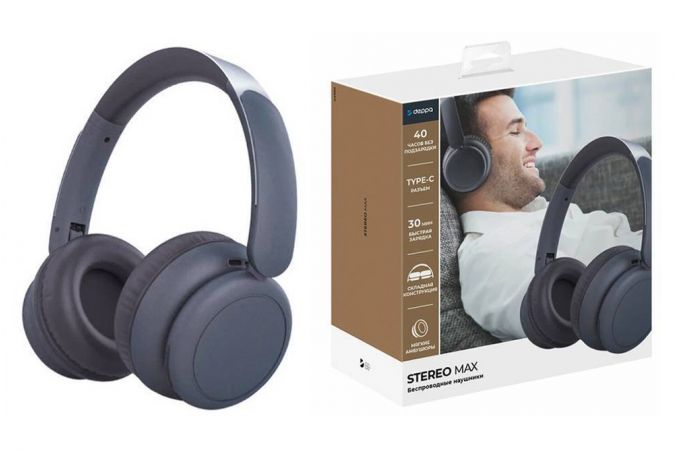Bluetooth наушники Deppa (44300) Stereo Max, графит накладные, BT 5.3, 300мАч Bluetooth наушники Deppa (44300) Stereo Max, графит накладные, BT 5.3, 300мАч