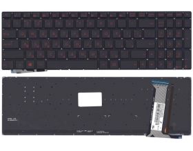 Клавиатура для ноутбука Asus G771 черная без рамки с красной подсветкой Клавиатура для ноутбука Asus G771 черная без рамки с красной подсветкой