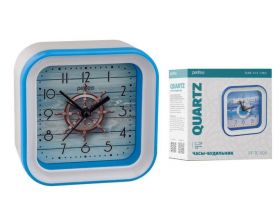 Часы-будильник Perfeo Quartz "PF-TC-006", квадратные 10*10 см, штурвал Часы-будильник Perfeo Quartz "PF-TC-006", квадратные 10*10 см, штурвал