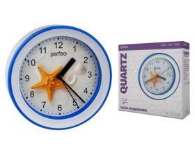 Часы-будильник Perfeo Quartz "PF-TC-009", круглые диам. 15,3 см, подвес на стену, звезда Часы-будильник Perfeo Quartz "PF-TC-009", круглые диам. 15,3 см, подвес на стену, звезда