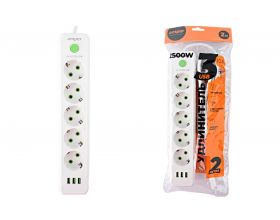 Сетевой фильтр Amper удлинитель, 2,0м, 5 розеток, 3*0,75мм, 10А, 2500 Вт, 3usb, белый. Сетевой фильтр Amper удлинитель, 2,0м, 5 розеток, 3*0,75мм, 10А, 2500 Вт, 3usb, белый.
