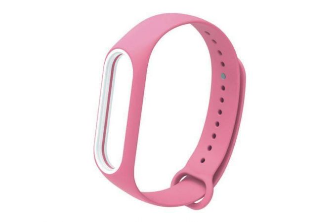 Ремешок силиконовый для XIAOMI MI Band 5  2 цвета розовый-белый Ремешок силиконовый для XIAOMI MI Band 5  2 цвета розовый-белый