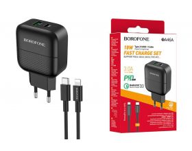 Сетевое зарядное устройство USB + USB-C + кабель Lightning - Type-C BOROFONE BA46A Premium PD+QC3.0 (белый) Сетевое зарядное устройство USB + USB-C + кабель Lightning - Type-C BOROFONE BA46A Premium PD+QC3.0 (белый)