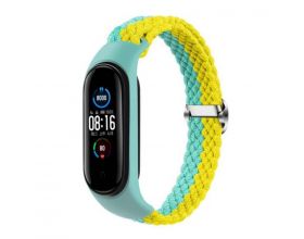 Ремешок тканевый плетеный для XIAOMI MI Band 3/MI Band 4 двухцветный желто-бирюзовый Ремешок тканевый плетеный для XIAOMI MI Band 3/MI Band 4 двухцветный желто-бирюзовый