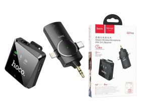 Микрофон беспроводной петличка HOCO S31 Stream 3 в1 универсальный Lightning + Type-C + AUX Микрофон беспроводной петличка HOCO S31 Stream 3 в1 универсальный Lightning + Type-C + AUX