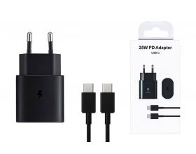 Сетевое зарядное устройство USB-C + кабель Type-C Samsung 25W EP-TA800 (черный) без логотипа Сетевое зарядное устройство USB-C + кабель Type-C Samsung 25W EP-TA800 (черный) без логотипа