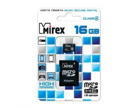 Карта памяти microSDHC MIREX 16 GB (class 4) с адаптером (13613-ADTMSD16) Карта памяти microSDHC MIREX 16 GB (class 4) с адаптером (13613-ADTMSD16)
