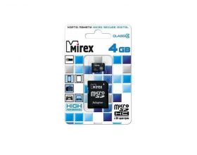 Карта памяти microSDHC MIREX 4 GB (class 4) с адаптером (13613-ADTMSD04) Карта памяти microSDHC MIREX 4 GB (class 4) с адаптером (13613-ADTMSD04)