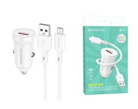 Автомобильное зарядное устройство АЗУ USB + кабель MicroUSB BOROFONE BZ18 QC3.0 (белый) Автомобильное зарядное устройство АЗУ USB + кабель MicroUSB BOROFONE BZ18 QC3.0 (белый)