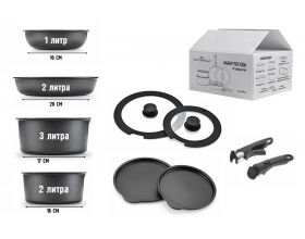 Набор посуды Огонек OG-HOG14 Черный 10 предметов Набор посуды Огонек OG-HOG14 Черный 10 предметов