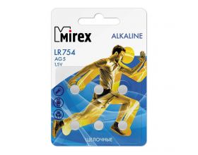 Батарейка часовая Mirex AG5 / LR754 1,5V цена за блистер 6 шт (23702-LR754-E6) Батарейка часовая Mirex AG5 / LR754 1,5V цена за блистер 6 шт (23702-LR754-E6)