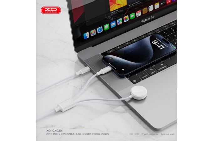 Беспроводное зарядное устройство XO CX030 Type-c to Type-c+ Metal Apple Watch Watch Charger Braided Cable Black Беспроводное зарядное устройство XO CX030 Type-c to Type-c+ Metal Apple Watch Watch Charger Braided Cable Black