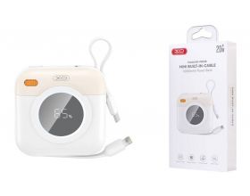 Универсальный дополнительный аккумулятор Power Bank XO PR258 self type-c cable, apple cable digital fast charger 22.5W/20W 10000mAh Beige