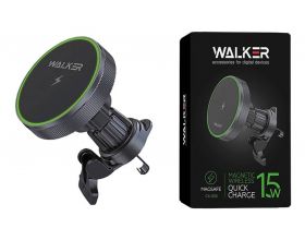 Держатель автомобильный для телефона WALKER CX-055 магнитный на воздуховод, с беспроводным ЗУ, черный Держатель автомобильный для телефона WALKER CX-055 магнитный на воздуховод, с беспроводным ЗУ, черный