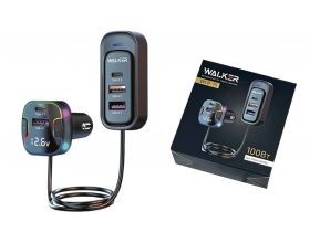 Автомобильное зарядное устройство WALKER WCR-75,100Вт, с удлинителем 1.5м, Type-Cx2, USBx3 , поддержка QC+PD, черное Автомобильное зарядное устройство WALKER WCR-75,100Вт, с удлинителем 1.5м, Type-Cx2, USBx3 , поддержка QC+PD, черное